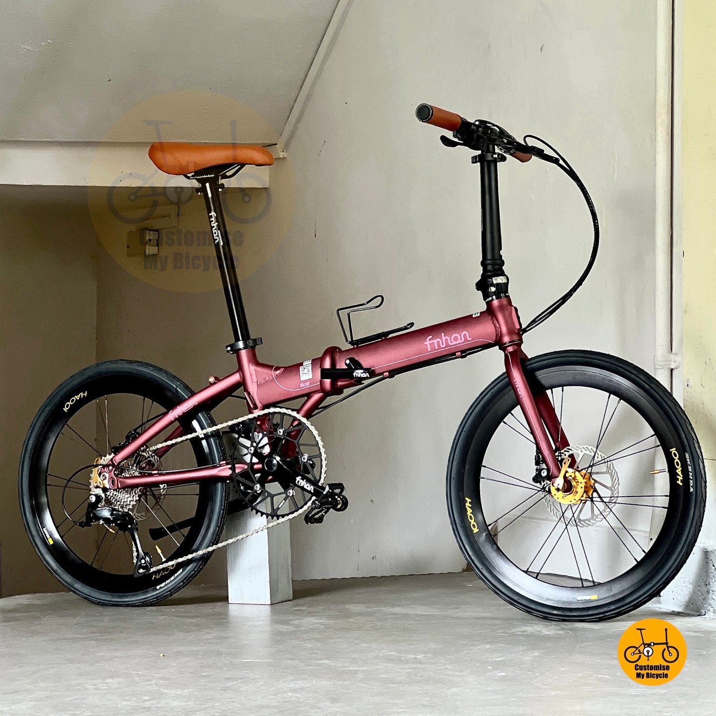 风行 KAD2018 20寸451 折叠 自行车 禧玛诺 9速 香槟红 轻量 铝合金 车架