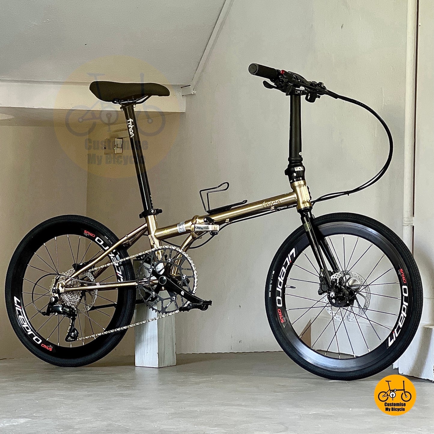 风行钢架蚂蚁腿 fkd2018 22寸 折叠车 钛金色 禧玛诺9速 液压刹 铬钼钢车架