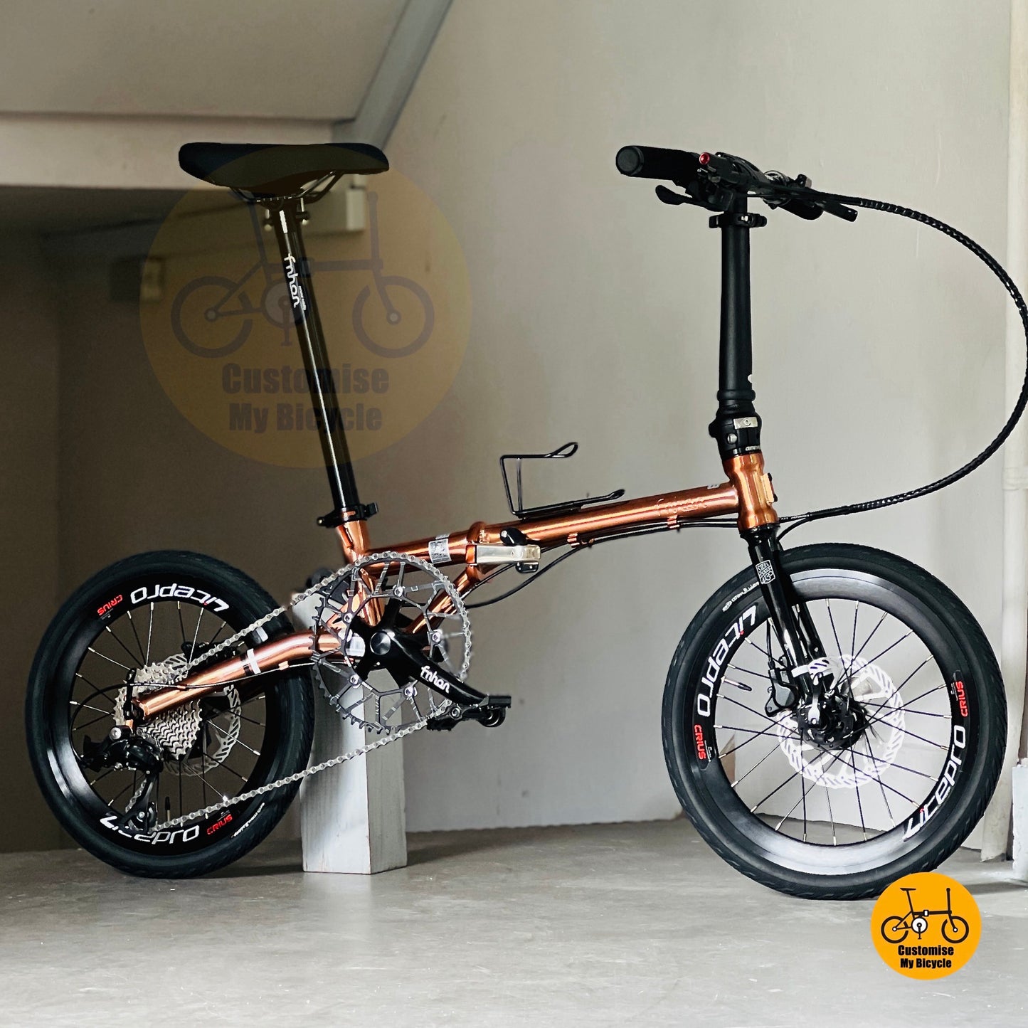 风行蚂蚁腿 fgd1618 18寸 折叠自行车 Rose Gold 禧玛诺9速 变速 Litepro 轮组 CST 轮胎 铬钼钢折叠车