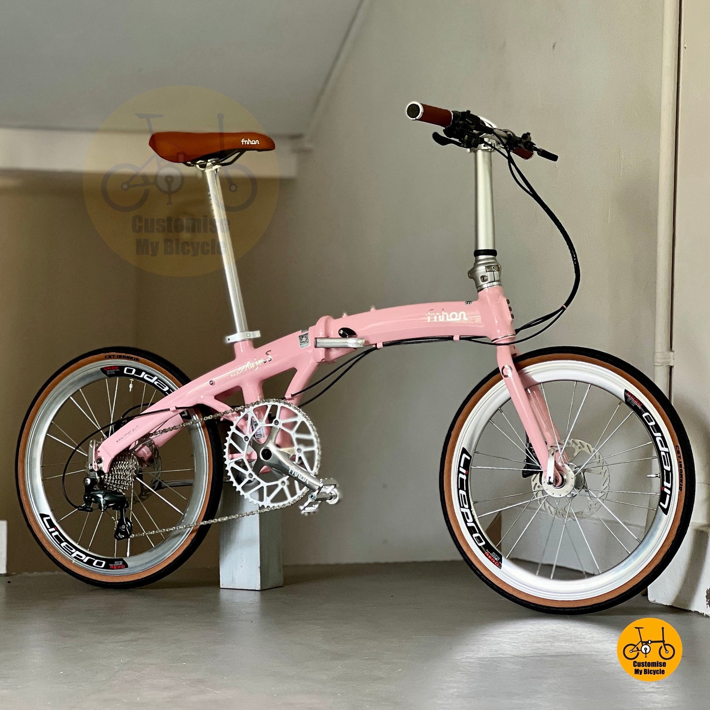 风行 Wind 22寸 折叠车 浅粉色 禧玛诺 10速 油碟 轻量化 铝合金 折叠自行车 PD2018