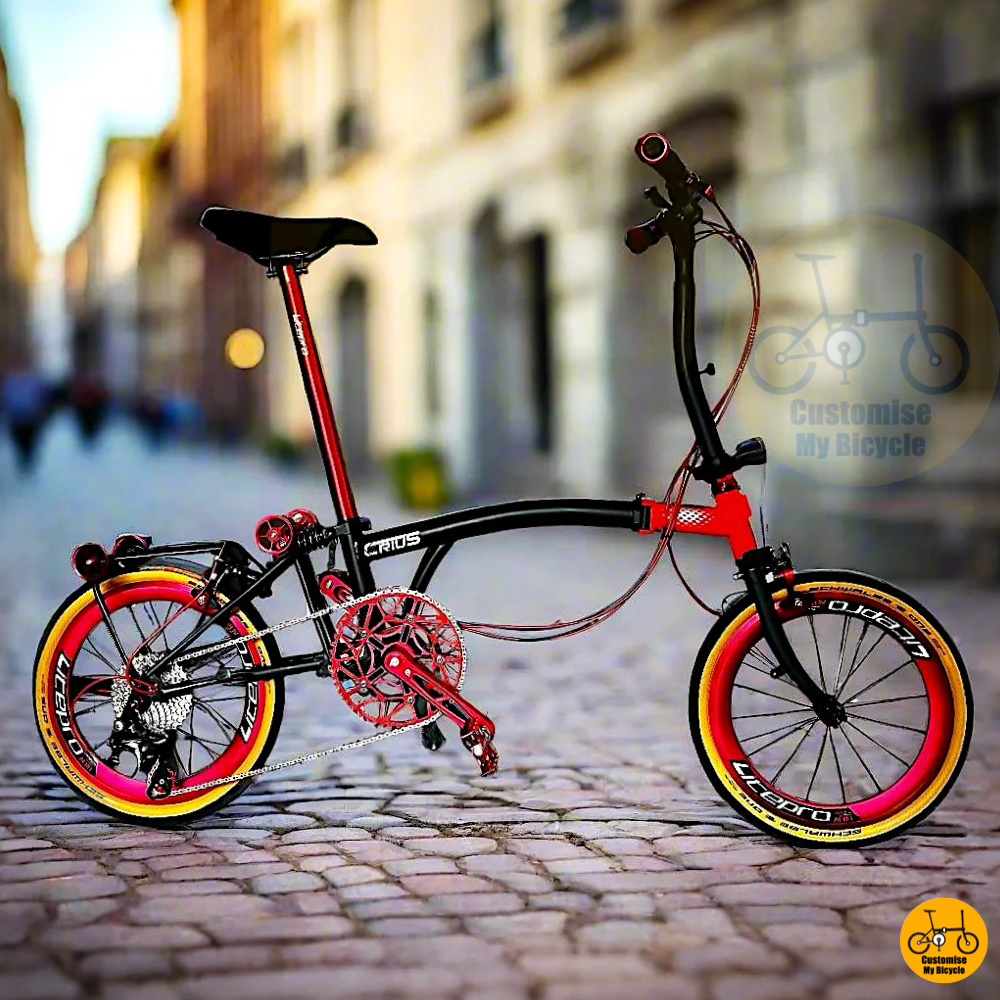 Crius Trifold 18-inch Folding Bike – Black Red Frame with Schwalbe One Tyres
