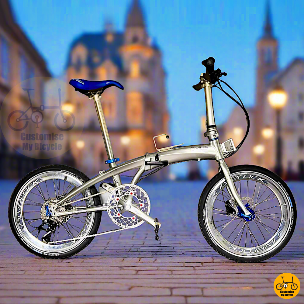 Crius Velocity 20-inch Foldable Bicycle – Platinum Silver Frame with Schwalbe Marathon Tyres
