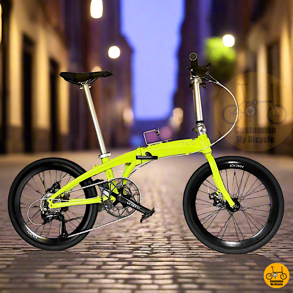 Crius Velocity 22-inch Folding Bike – Neon Green Frame for a Bold City Ride
