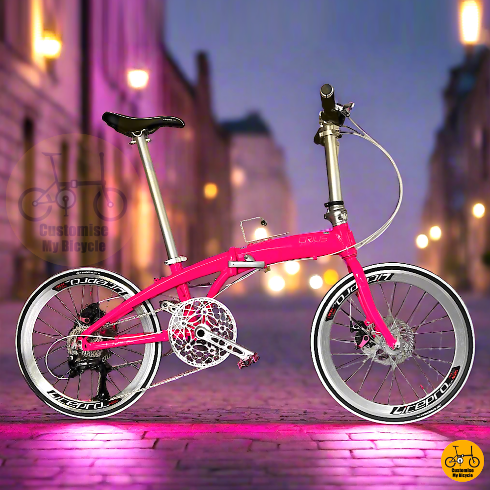 Crius Velocity 22-inch Folding Bike – Hot Pink Frame for Stylish City Rides
