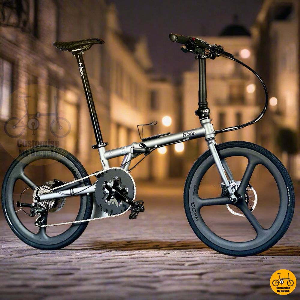 Fnhon Gust 22 Folding Bicycle With LUNJIE Saddle And Minimalist Oval Chainring Crank Setup
