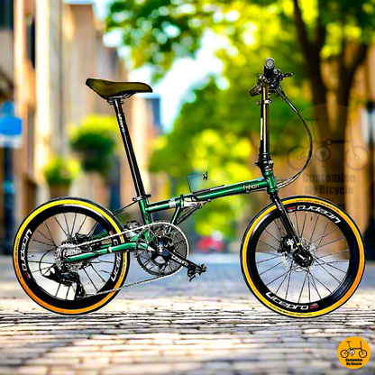 Fnhon Gust 22-inch Folding Bike – Emerald Green Frame & Steel Alloy Build
