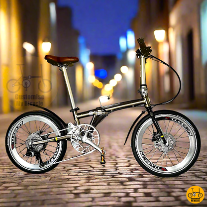 Fnhon Gust 20-inch Folding Bike – Titanium Gold Frame & Shimano Tiagra 10-Speed
