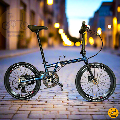 Fnhon Gust 22-inch Folding Bike – Deep Sea Blue Frame & Low Profile Design
