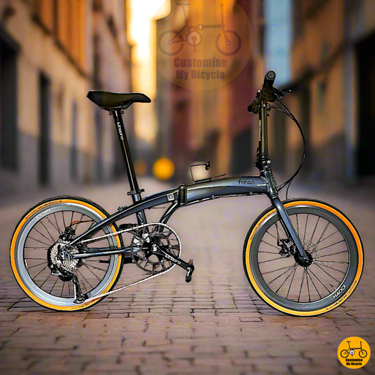 Fnhon Tornado 22” – Sleek Galaxy Grey Folding Bike with Tan Wall Tyres
