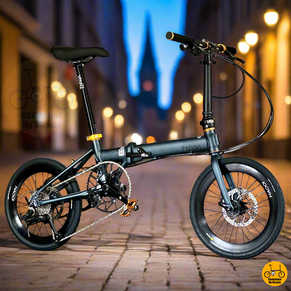 Fnhon Zephyr 18 Inch Folding Bike With Ltwoo 9s And High Profile Wheels In Matte Dark Teal Blue  
