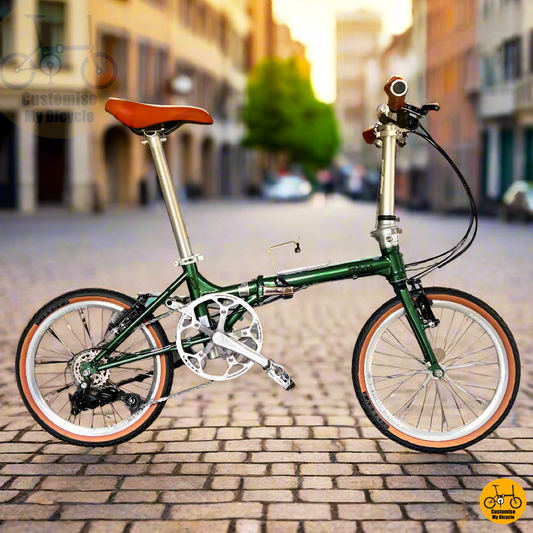 Fnhon Gale 18-inch Foldable Bicycle – Emerald Green Frame, PCN Friendly and Compact for City Living
