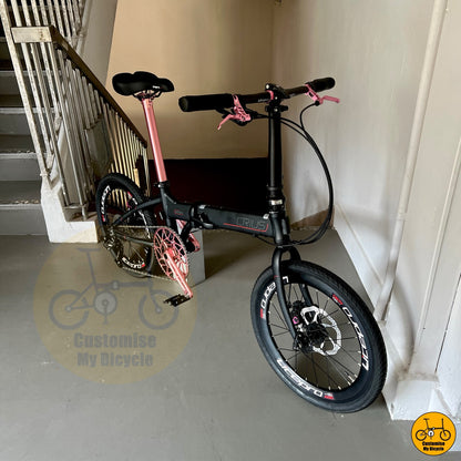 Crius Master lipat 20 inci dengan 9 gear dan gaya hitam merah jambu, ringan dan selesa