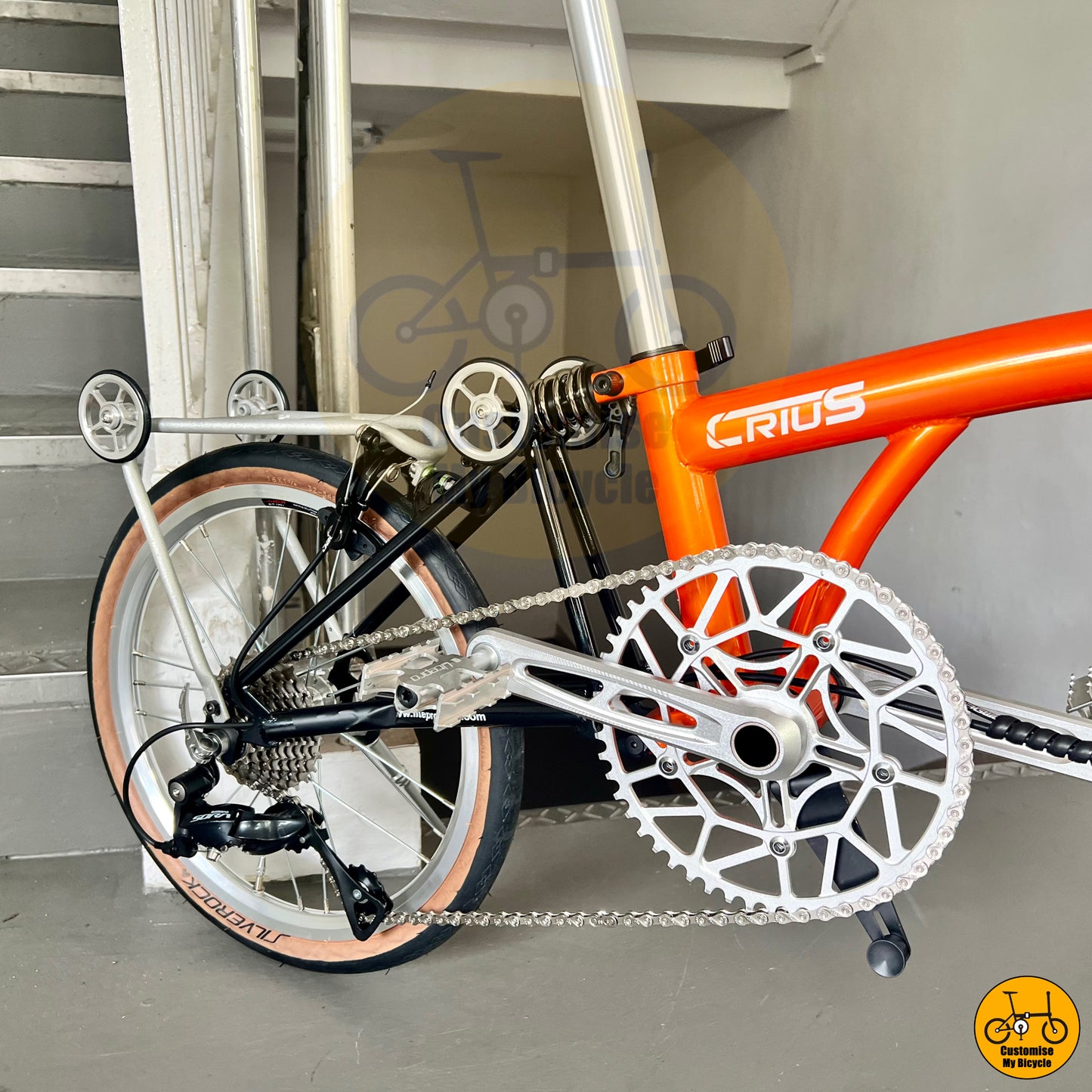 High-performance foldie with a stylish and vibrant orange frame
