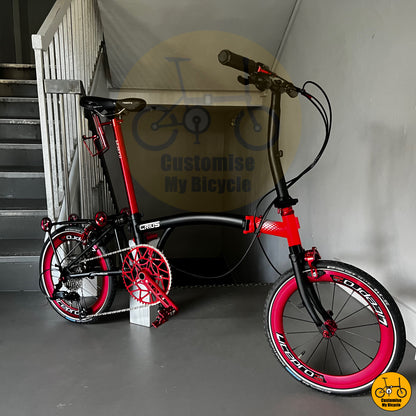 Crius Trifold 18-inch Performance Foldable Bike – Red Accents, City Commuter Ready
