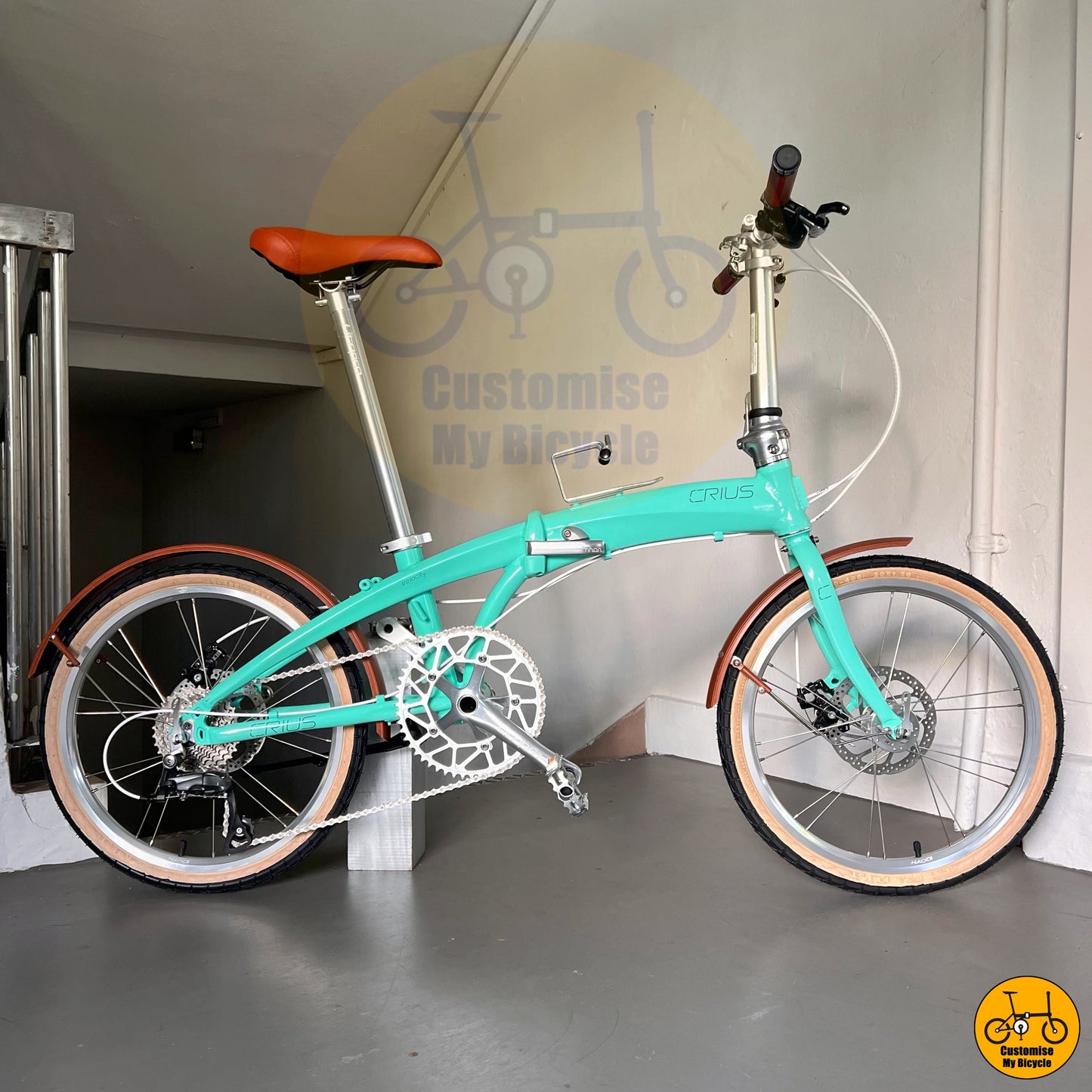 Crius Velocity 20-inch Foldable Bicycle – Pastel Design with Mudguards for Rainy Days
