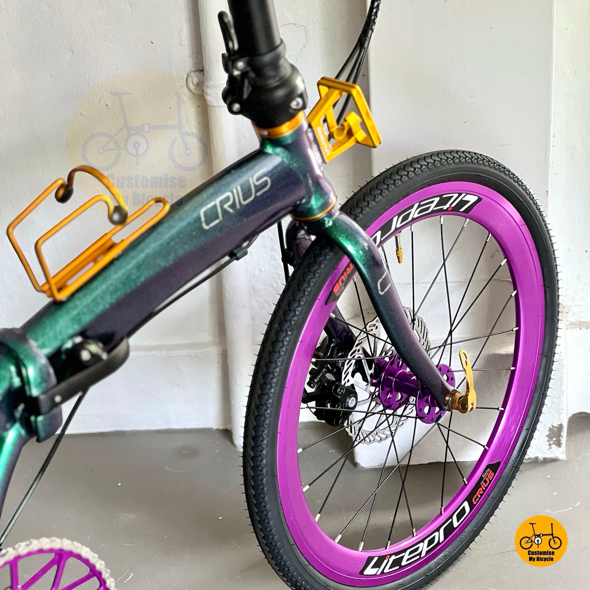 Basikal Lipat Crius Velocity 22 Inci Warna Hijau Shimano 9 Kelajuan
