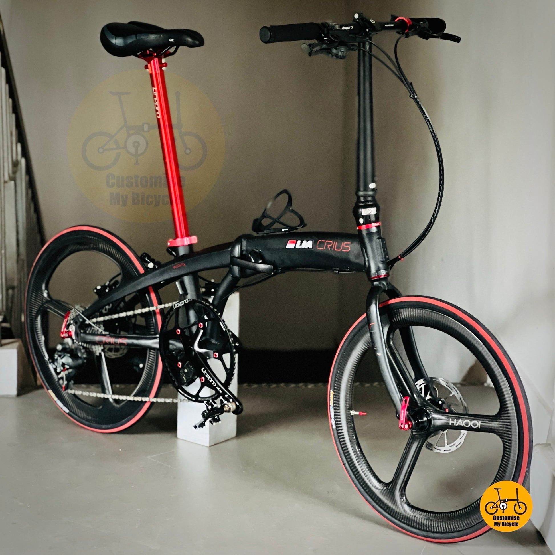 Basikal lipat Crius Velocity 22 inci ringan dan laju dengan gear Shimano 10 dan rim karbon  
