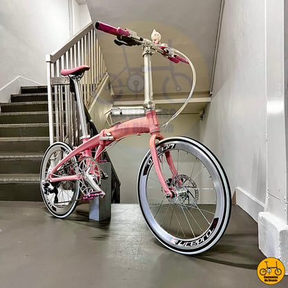 Crius Velocity 22-inch Lightweight Foldable Bike – Elegant Soft Pink for Everyday Cycling
