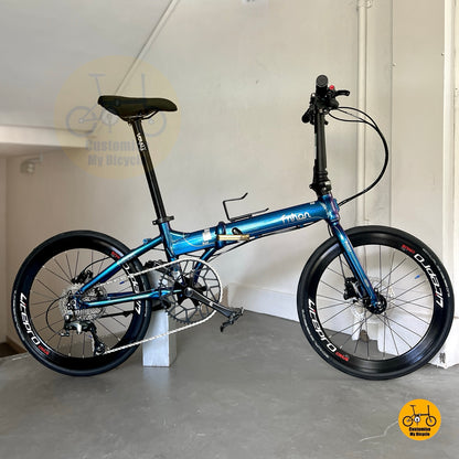 Basikal lipat Fnhon Blast 22 inci Chameleon Blue Shimano 10 kelajuan ringan

