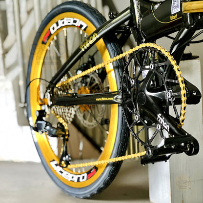 Fnhon Blast 22" Black Gold folding bike frame material colour detail