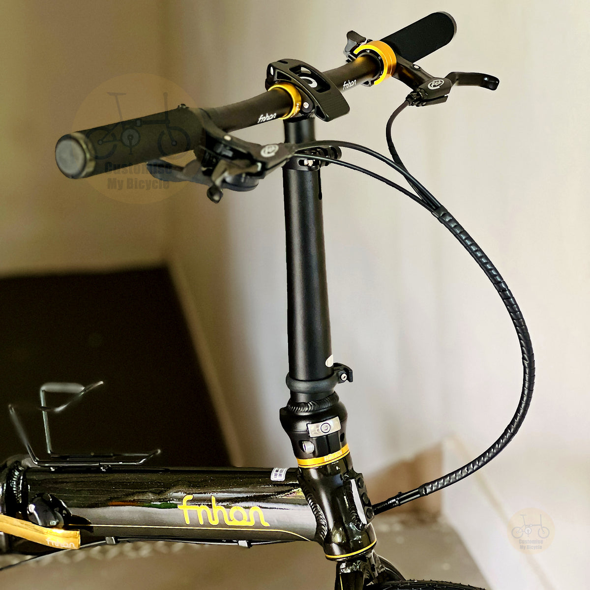 Fnhon Blast 22" Black Gold folding bike frame material colour detail