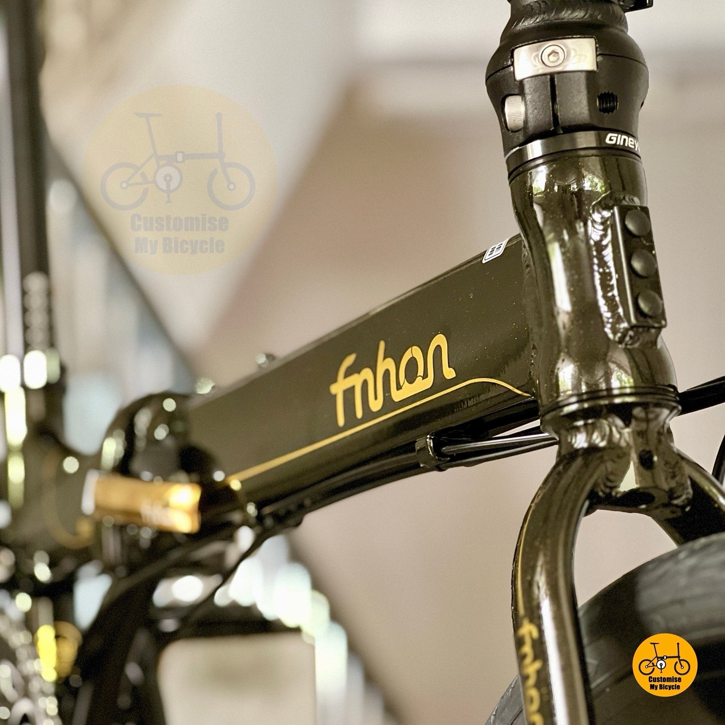 Lower front view highlighting CST all terrain tyres on Fnhon Blast Black Gold
