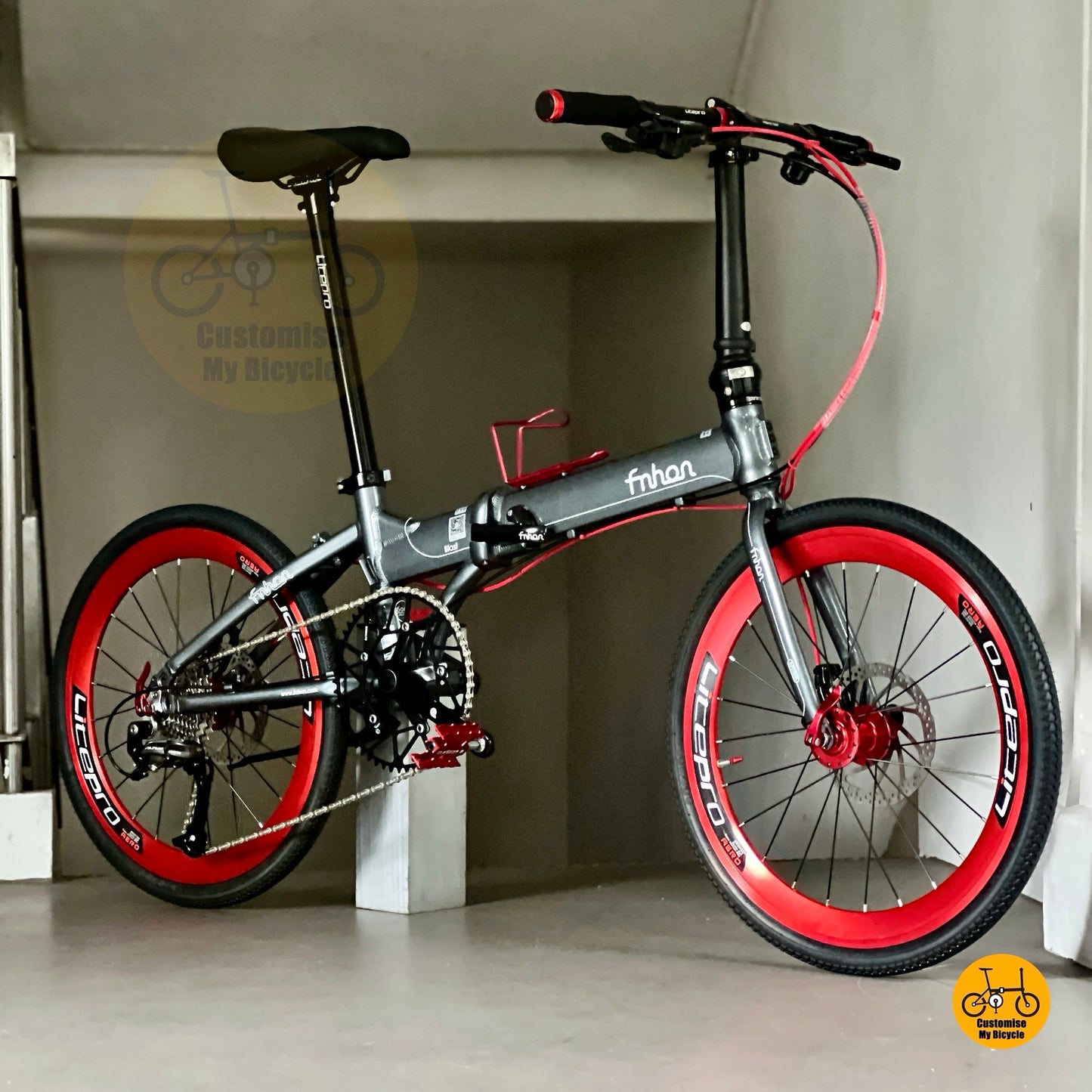 Basikal lipat Fnhon Blast 22 inci warna Dolphin Grey Shimano 9 kelajuan  
