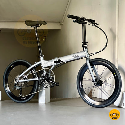Lightweight Fnhon folding bicycle Battleship Grey with high profile rims and PROMEND pedals
