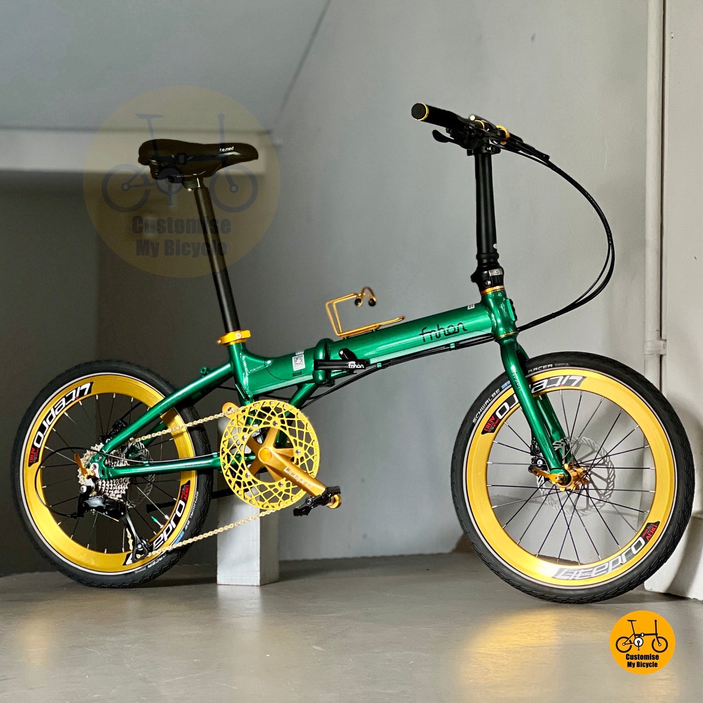 风行 Blast 20寸 折叠车 翡翠绿 邮政绿 金色点缀 轻量化 配禧玛诺9速 和高框轮组