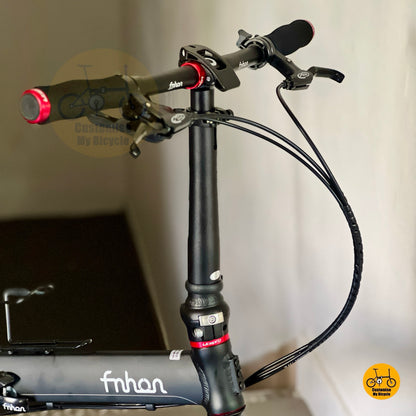 Foldable bicycle with Fnhon adjustable handle post and straight handlebar