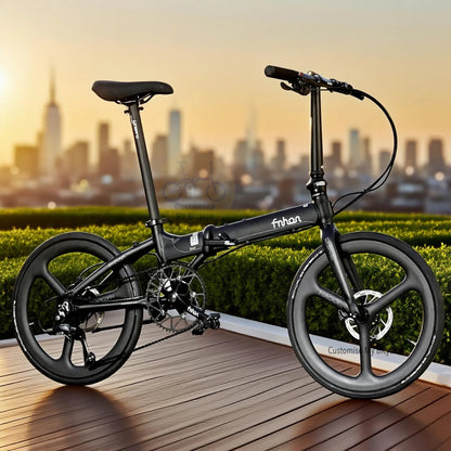 Fnhon Blast 22 Inch Matte Black Folding Bike With Shimano 9 Gears And Carbon Wheelset
