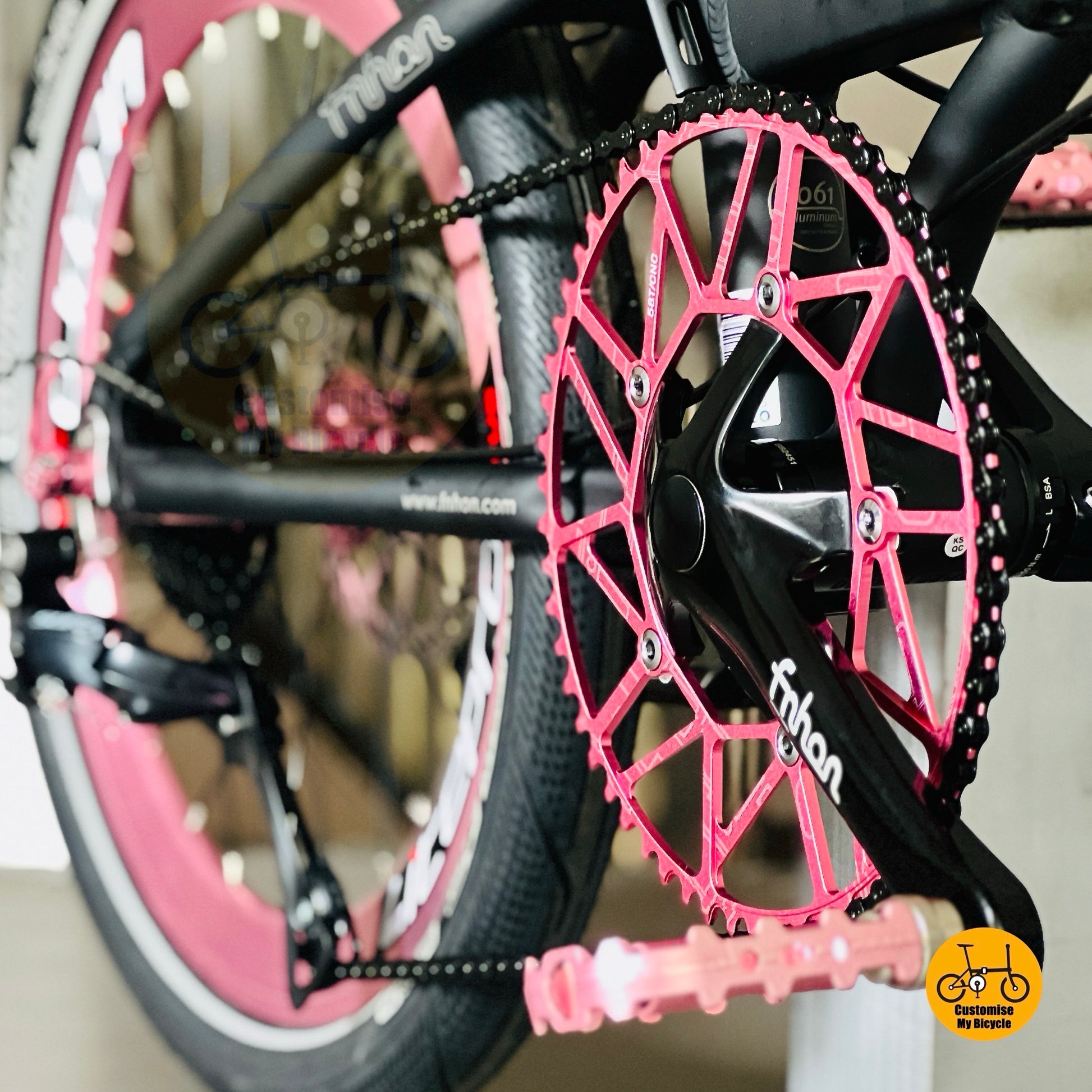 Fnhon Blast compact folding bicycle Litepro pink bearings pedals lightweight foldable bike
