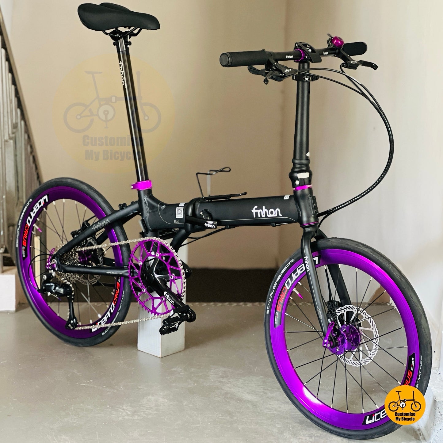 Fnhon Blast 22 Inch Folding Bicycle Matte Black Shimano 9 Gears Litepro Components Schwalbe One Tyres Lightweight Aluminium Commuter Folding Bike
