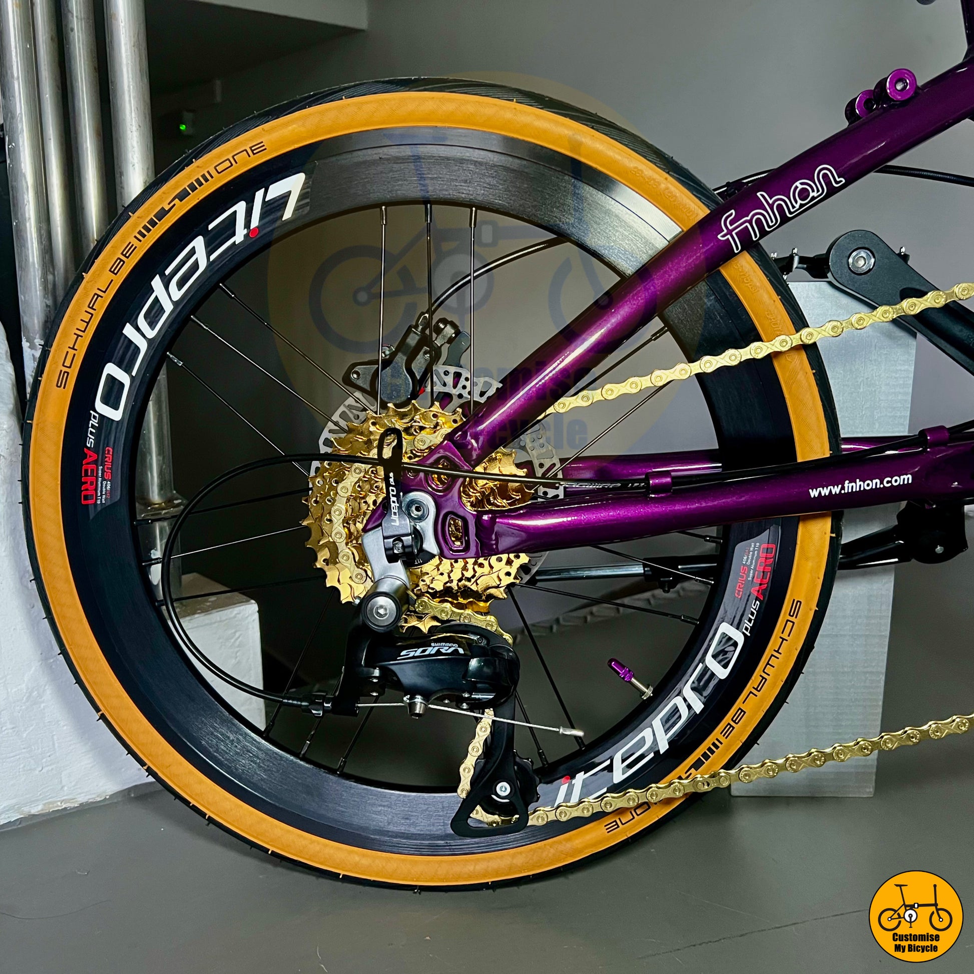 Gold Sunshine cassette 11-32t on Evangelion Colors Meet Folding Bike Innovation – Fnhon Blast 20-Inch for City Riders