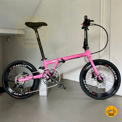 Fnhon Gust 20 inch foldable bike hot pink Shimano Tiagra 10s hydraulic disc brakes Litepro wheels
