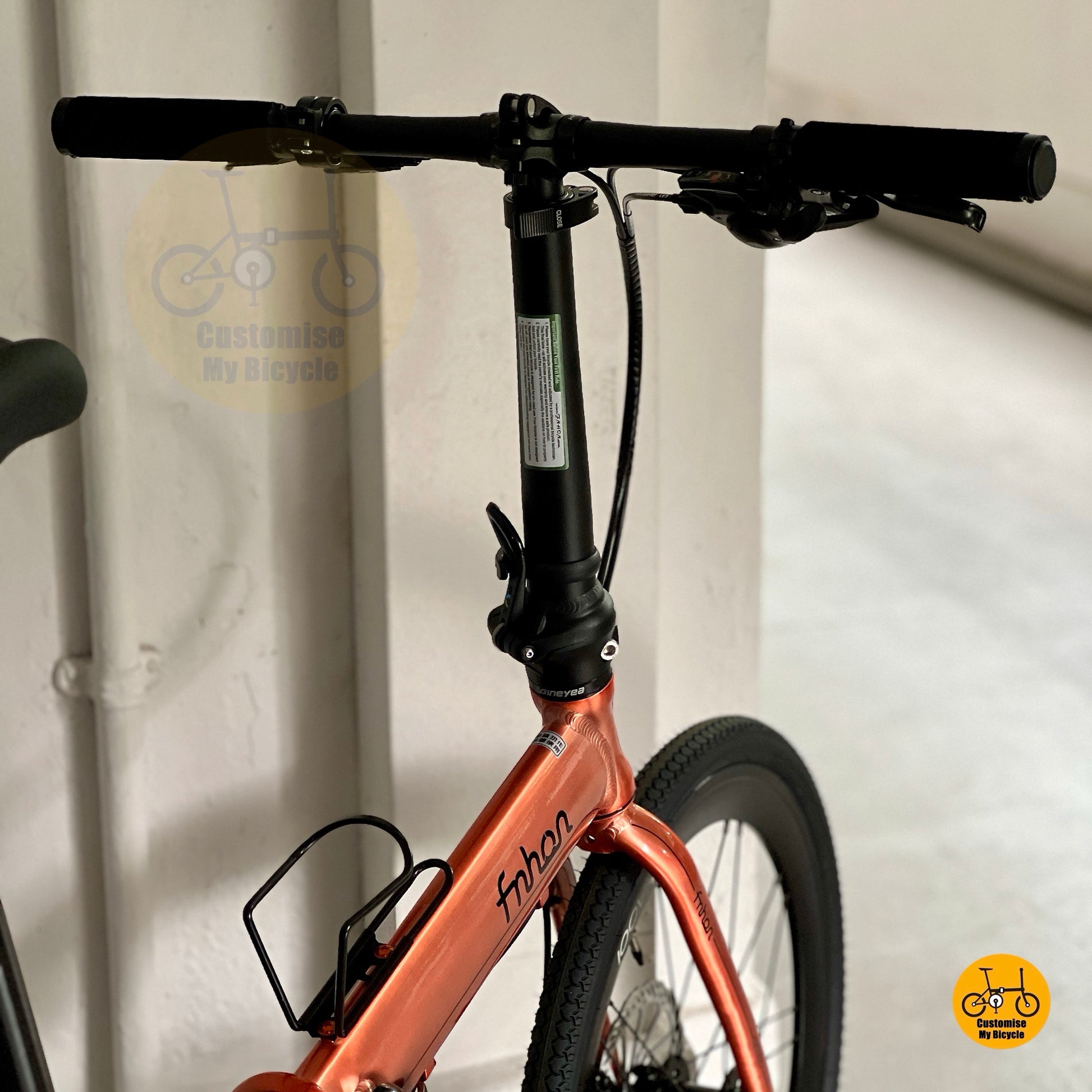 Top view of cockpit showing Fnhon adjustable handle post and bar setup
