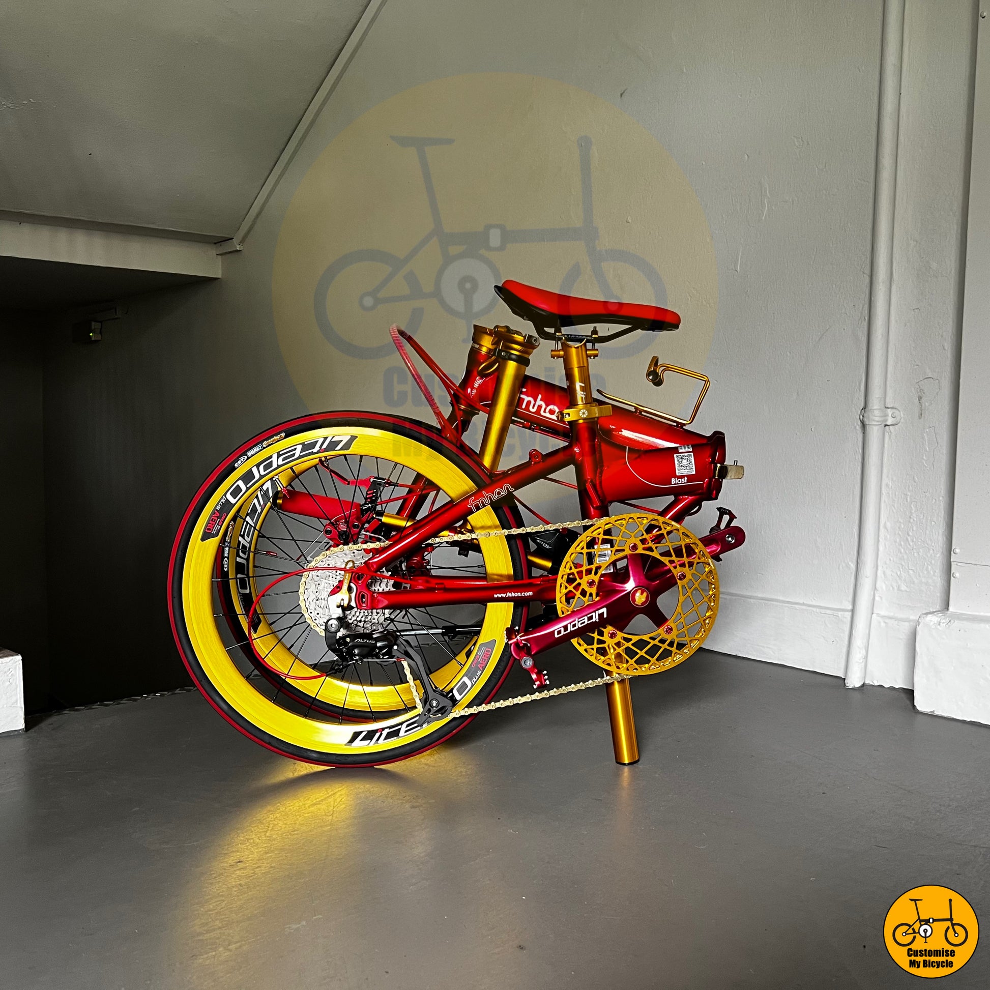 Ruby Red Fnhon Blast 22-Inch Folding Bike – A Sleek & Compact Ride for City Explorers
