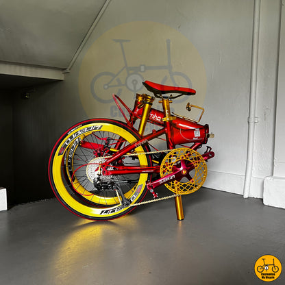 Ruby Red Fnhon Blast 22-Inch Folding Bike – A Sleek & Compact Ride for City Explorers
