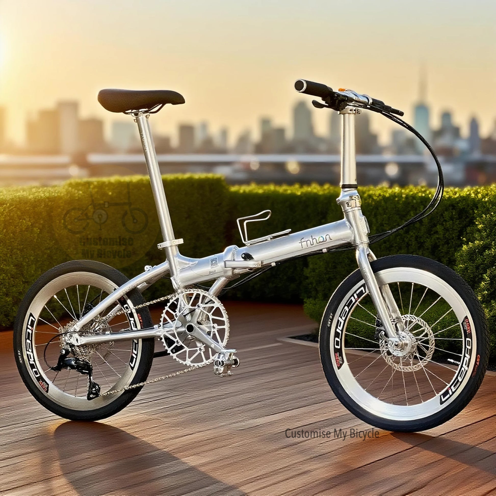 Folding Bike Fnhon Blast 20 Inch Polished Silver Shimano 9 Gears Lightweight Aluminium Foldable Bicycle Singapore