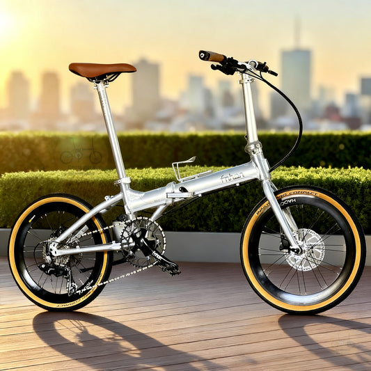 Fnhon Blast 20" Polished Silver lightweight folding bike with Shimano 11 gears 105