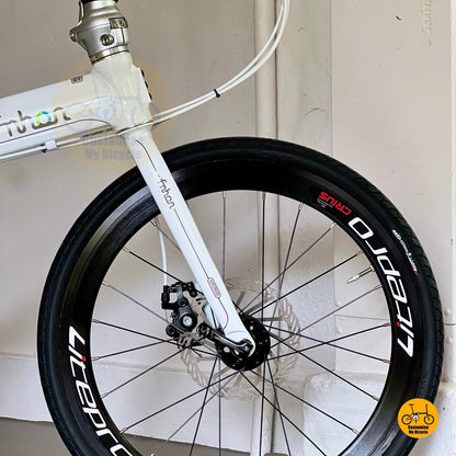 Close up of Litepro 20" 451 Aero high profile front wheel
