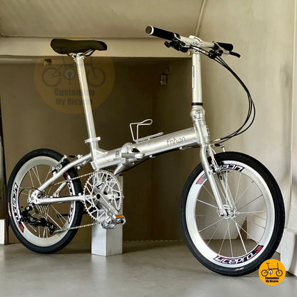 Basikal Lipat Fnhon Blast 20 Inci Sensah 9 Kelajuan Perak Mengilat Rangka Aluminium Ringan
