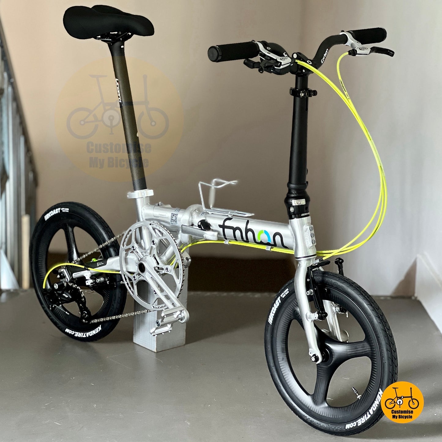 Fnhon Freedom 16 Inch Compact Folding Bike Polished Silver With Sensah 5 Speed
