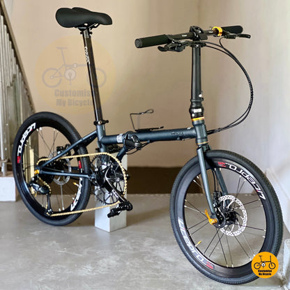 Fnhon Gale 22 Inch Folding Bike With Strong Steel Frame Shimano 9 Speed City Ride
