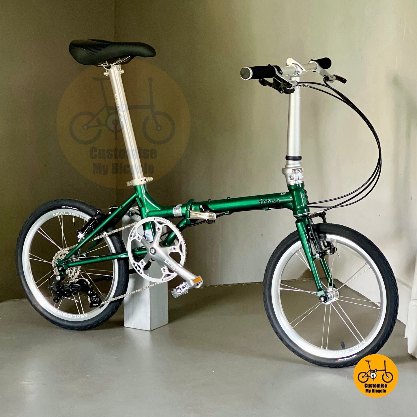 Basikal boleh lipat Fnhon Gale 18 inci chromoly hijau tiub LITEPRO gaya klasik