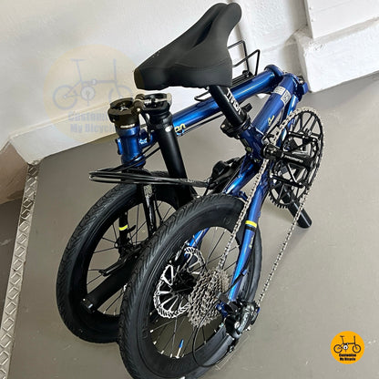 Compact folding bicycle Fnhon Gust Deep Sea Blue rear angle
