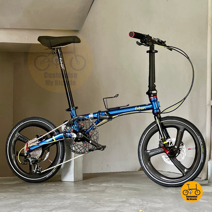 风行蚂蚁腿 fgd1618 18寸 深海蓝 禧玛诺10速 折叠自行车 城市通勤轻量折叠单车