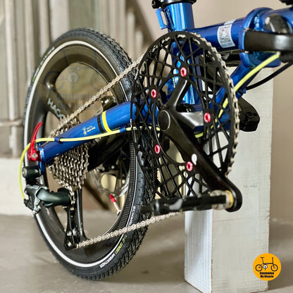 Fnhon Gust folding bike close up Litepro hollow 54t chainring and lightweight crankset folding bicycle
