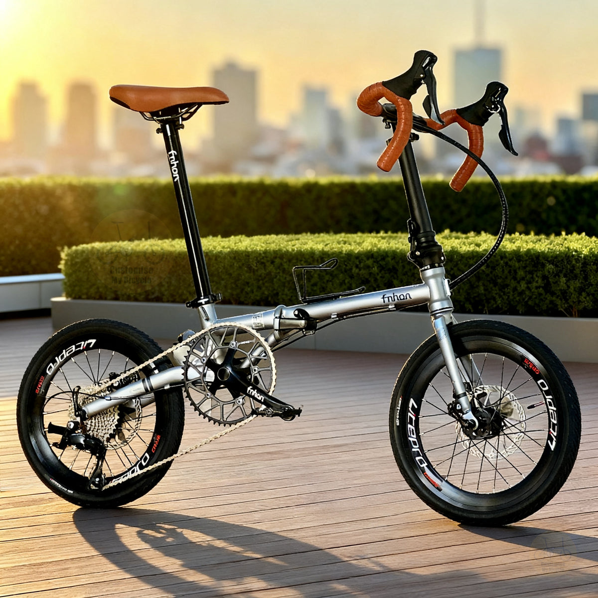 Fnhon Gust 16" Battleship Grey lightweight folding bike with Shimano 9 gears