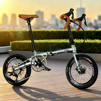 Fnhon Gust 16" Battleship Grey lightweight folding bike with Shimano 9 gears